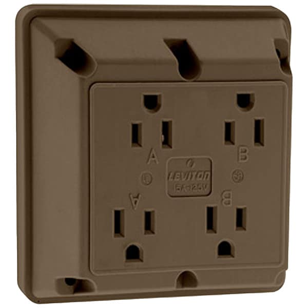 Leviton Receptacle, 15 A Amps, 125VAC, Quad Outlet, 5-15R, Brown - 1254