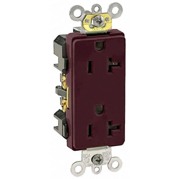Leviton Receptacle, 20 A Amps, 125VAC, Decorator Duplex Outlet, 5-20R, Brown - 16362