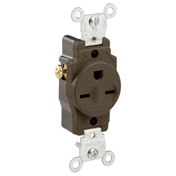 Leviton Receptacle, 15 A Amps, 250VAC, Single Outlet, 6-15R, Brown - 5029