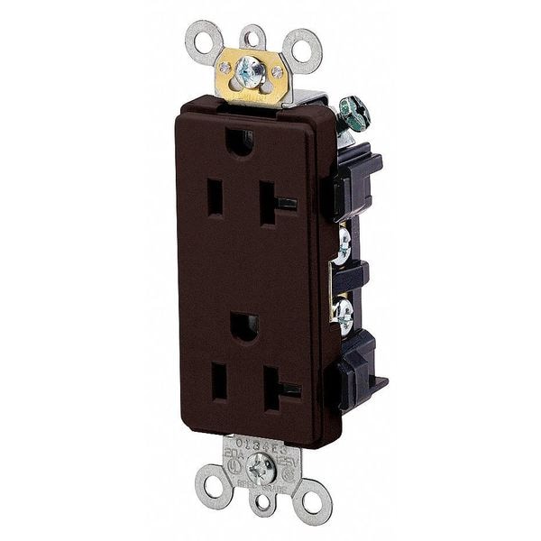 Leviton Receptacle, 20 A Amps, 125VAC, Decorator Duplex Outlet, 5-20R, Brown - 16352