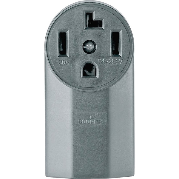 Eaton Wiring Devices Power Receptacle, 3 -Pole, 125/250 V, 30 A, NEMA: NEMA 14-30R, Black - 1225