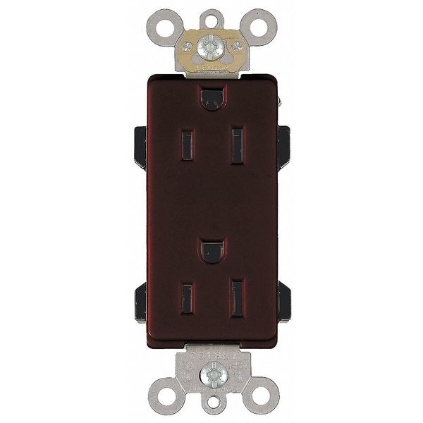 Leviton Receptacle, 15 A Amps, 125VAC, Decorator Duplex Outlet, 5-15R, Brown - 16252