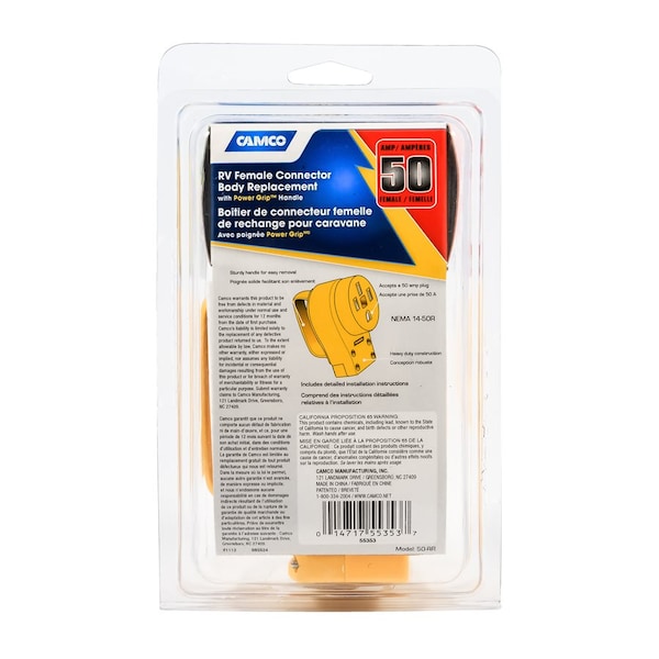 Camco 50AMP POWERGRIP REPL FEM CONNECTOR BODY 125/250V, CCSAUS - 55353