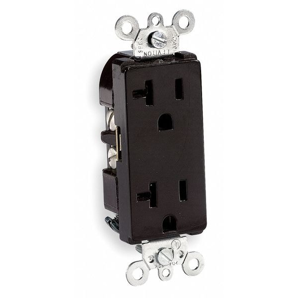 Leviton Receptacle, 20 A Amps, 125VAC, Decorator Duplex Outlet, 5-20R, Brown - 16342