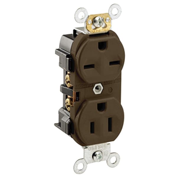 Leviton Receptacle, 15 A Amps, 125/250VAC, Duplex Outlet, 5-15R_6-15R, Brown - 5292