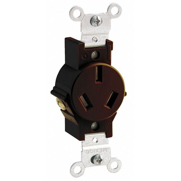Leviton Receptacle, 20 A Amps, 125/250VAC, Single Outlet, 10-20R, Brown - 5032