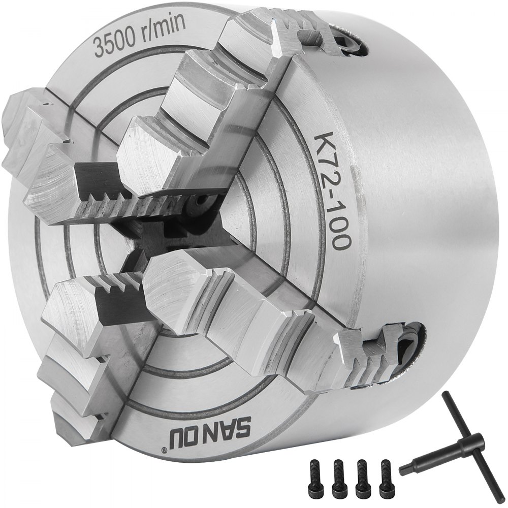 VEVOR K72-100 Lathe Chuck 4 Inch 4-Jaw,Lathe Chuck Independent Reversible Jaw,Metal Lathe Chuck Turning Machine Accessories,for Lathes Machine - KPK72-10000000001V0