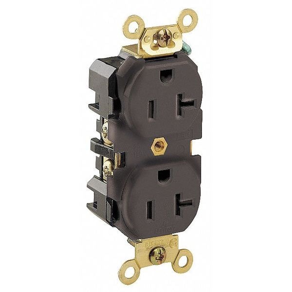 Leviton Receptacle, 20 A Amps, 125VAC, Duplex Outlet, 5-20R, Brown - 5362