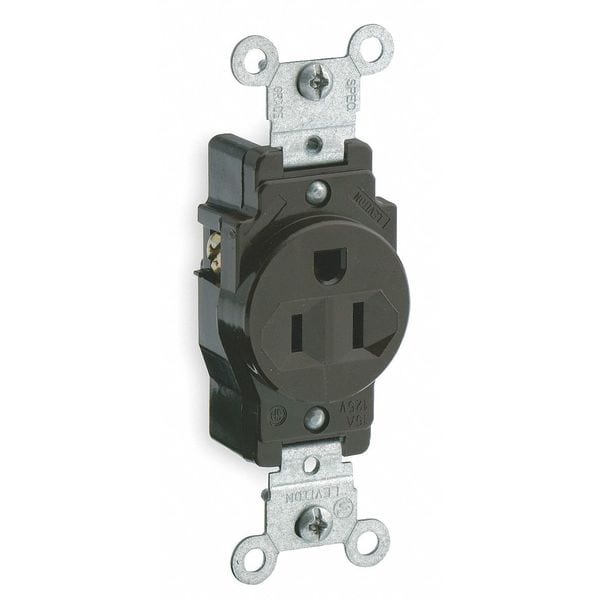 Leviton Receptacle, 15 A Amps, 125VAC, Single Outlet, 5-15R, Brown - 5015