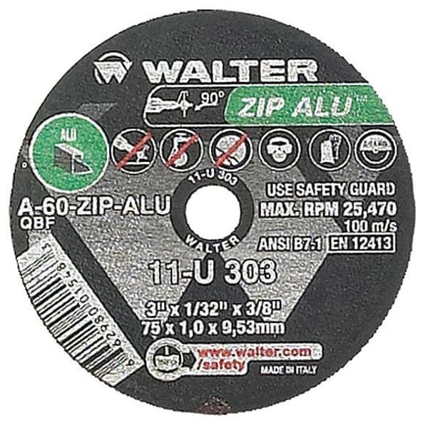 Disco de corte de Walter Surface Technologies, aluminio, T1, 4x1/32x3/8 - 11U403