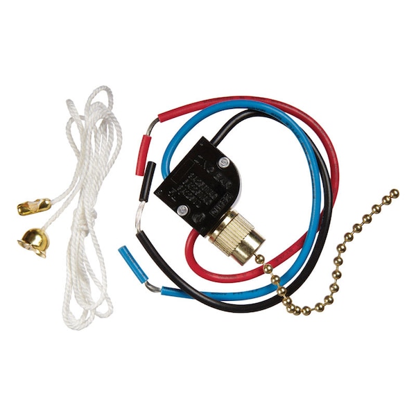 Jandorf Jandorf 6 amps Single Pole or 3-way Pull Chain Appliance Switch Brass 1 pk - 61200
