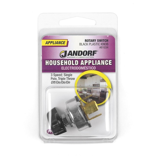 Jandorf Jandorf 4 amps Single Pole Rotary Appliance Switch Black/Silver 1 pk - 61034