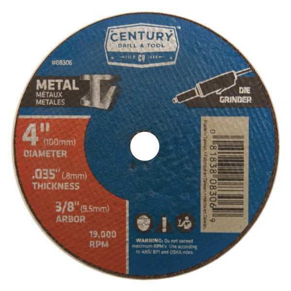 Rueda de corte para metal Century Drill & Tool, 4x.035 pulgadas, Tipo 1A - 08306