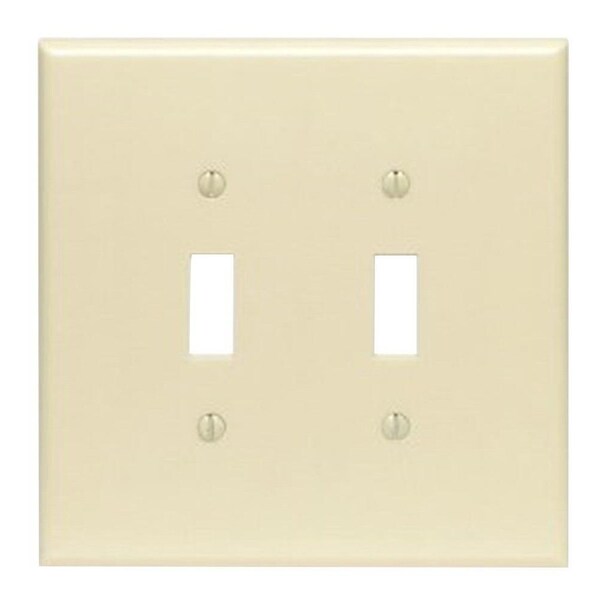Leviton Wallplate, 5-1/4 in L, 5.31 in W, 2 -Gang, Plastic, Ivory - 86109