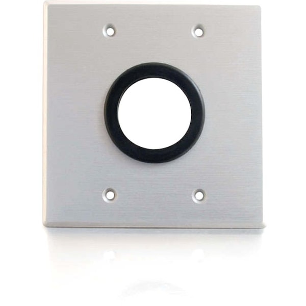 C2G 1.5IN GROMMET CABLE PASS THROUGH DOUBLE GANG WALL PLATE - BRUSHED ALUMINUM - 40546
