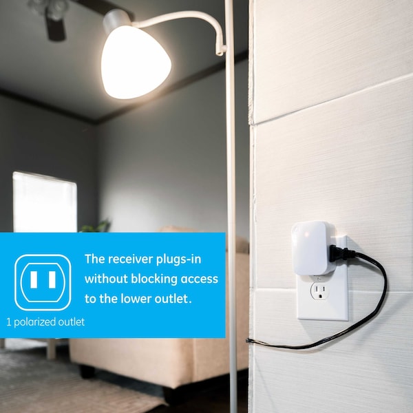 Ge GE mySelectSmart Lighting Control, Wireless Remote, 1 Polarized Outlet, Indoor - 36523