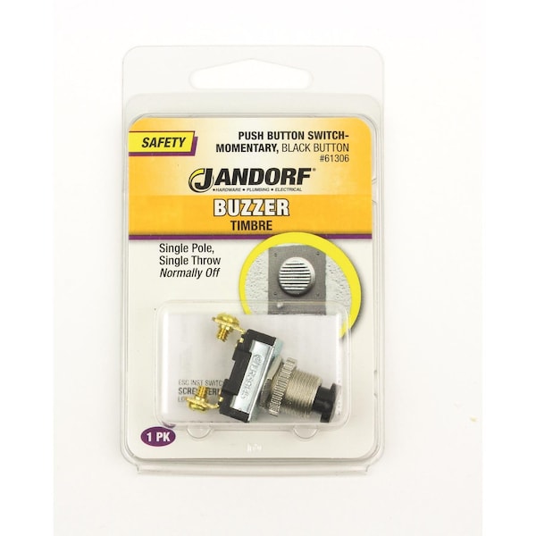 Jandorf Jandorf 6 amps Single Pole Push Button Appliance Switch Black/Silver 1 pk - 61306