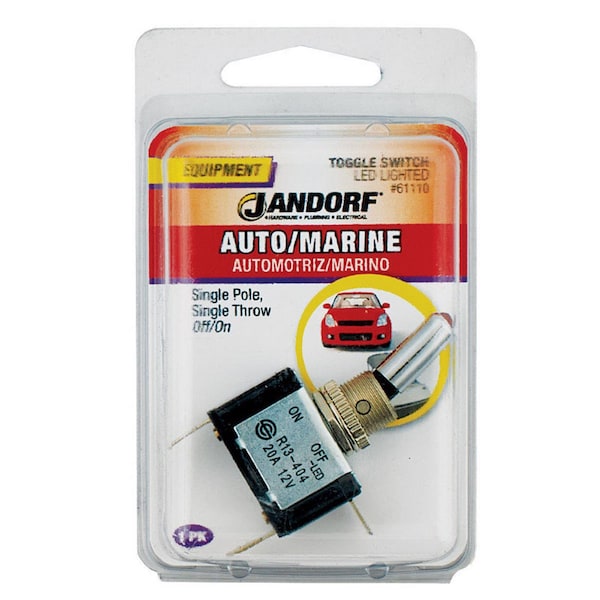 Jandorf Jandorf 20 amps Single Pole Toggle Automotive/Marine Switch Black/Silver 1 pk - 61110
