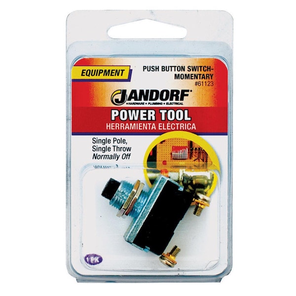 Jandorf Jandorf 16 amps Single Pole Push Button Power Tool Switch Black/Silver 1 pk - 61123