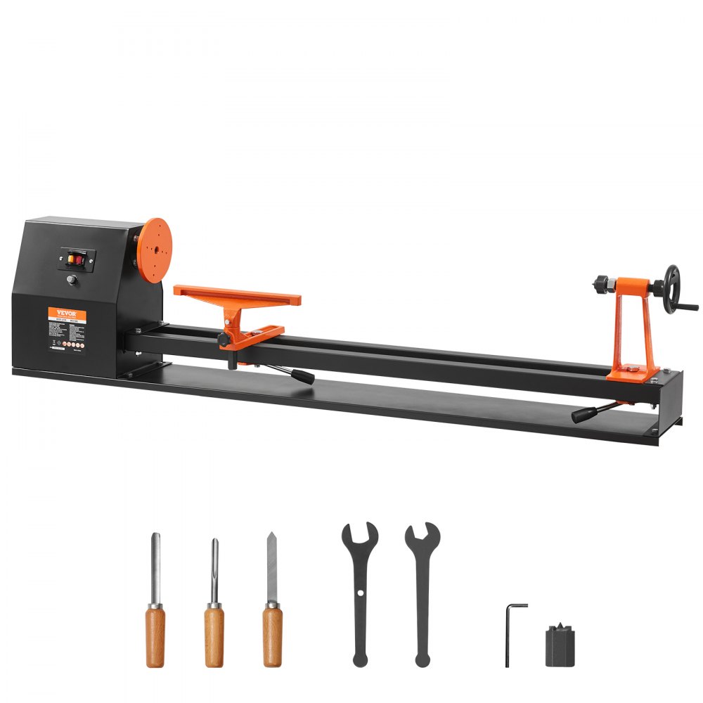 VEVOR Benchtop Wood Lathe, 14 in x 40 in, 0.5 HP 370W Power Wood Turning Lathe Machine, 4 Speed Adjustable 885/1245/1715/2425 RPM with Chisels Faceplate Plastic Handle Hex Wrench, for Woodworking - TSMGCCY4005HPM54JV1
