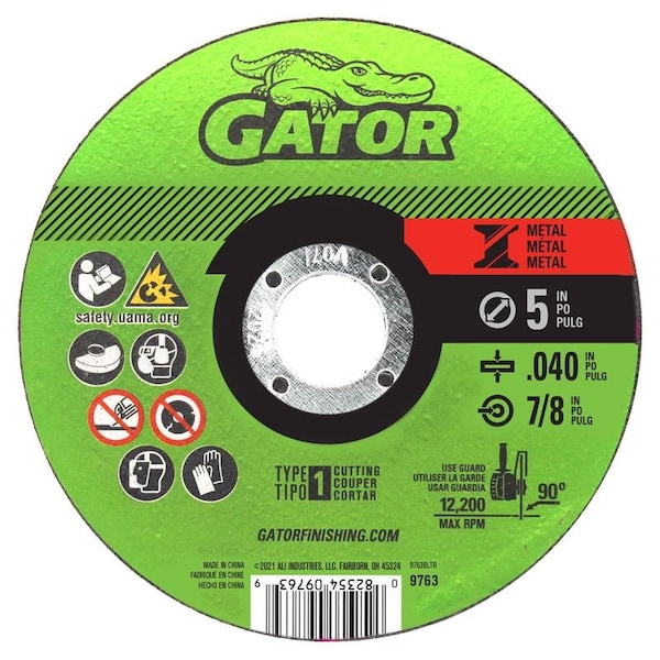 Disco de corte de metal de óxido de aluminio Gator de 5 pulgadas x 7/8 pulgadas - 9763
