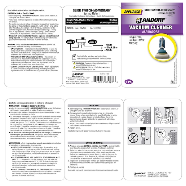 Jandorf Jandorf 3 amps Single Pole Slide Appliance Switch Black/Silver 1 pk - 61021