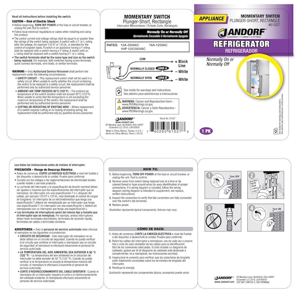 Jandorf Jandorf 16 amps Momentary Appliance Switch White 1 pk - 61027
