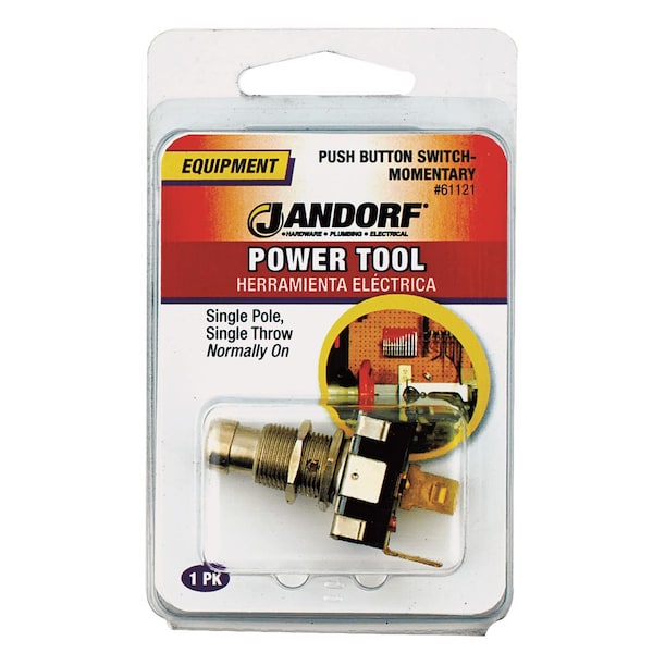 Jandorf Jandorf 15 amps Single Pole Push Button Power Tool Switch Silver 1 pk - 61121
