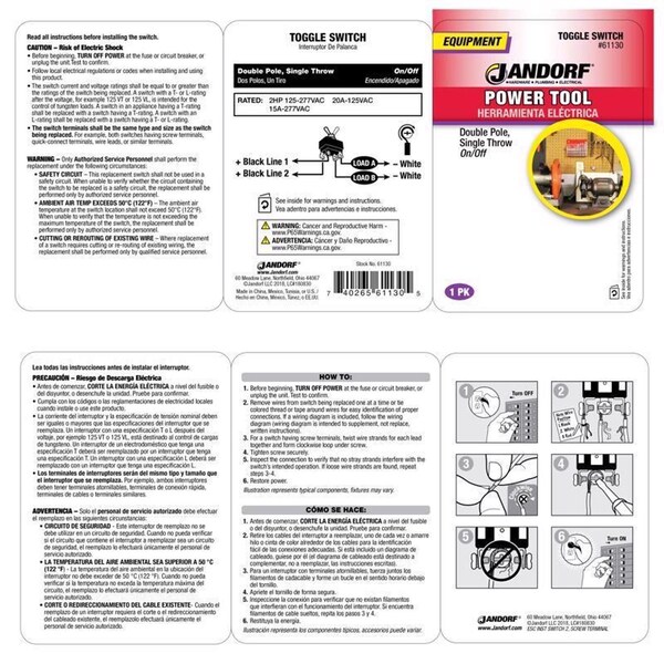 Jandorf Jandorf 20 amps Double Pole Toggle Power Tool Switch Silver 1 pk - 61130