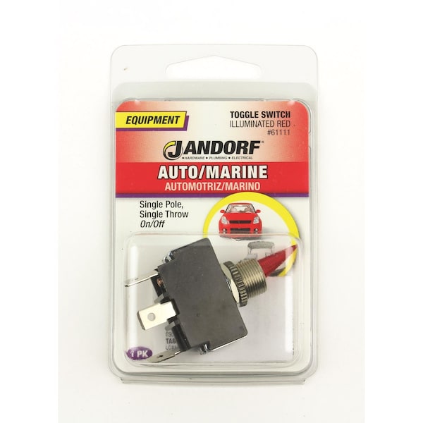 Jandorf Jandorf 21 amps Single Pole Toggle Automotive/Marine Switch Red/Silver 1 pk - 61111