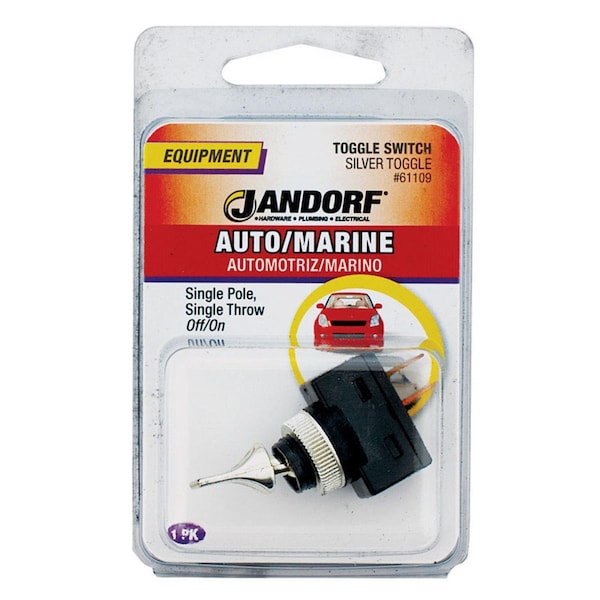 Jandorf Jandorf 20 amps Single Pole Toggle Automotive/Marine Switch Black/Silver 1 pk - 61109