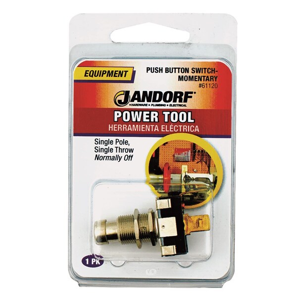 Jandorf Jandorf 15 amps Single Pole Push Button Power Tool Switch Silver 1 pk - 61120