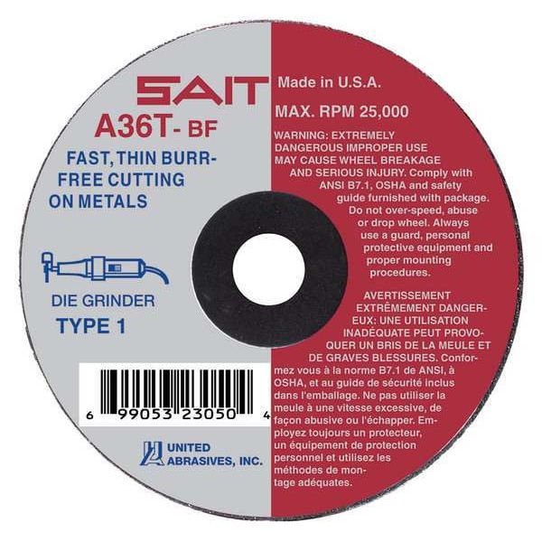 SAIT 23061 Ruedas de corte rápido delgadas de alta velocidad 4" x 1/16" x 5/8" - 23061