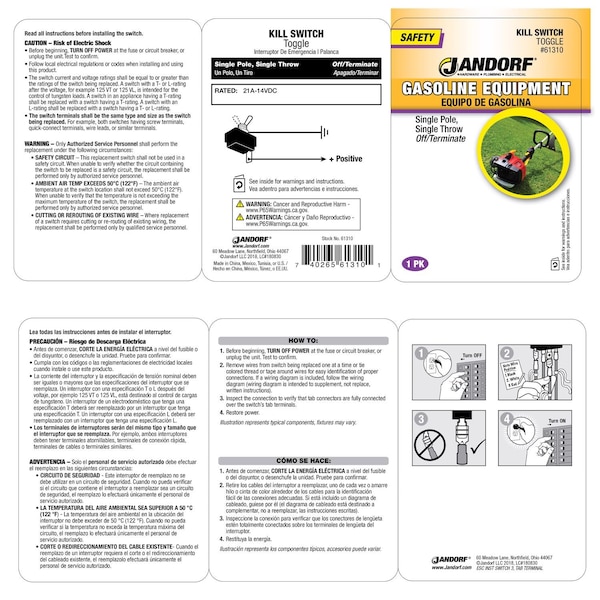Jandorf Jandorf 21 amps Single Pole Kill Automotive/Marine Switch Black/Silver 1 pk - 61310