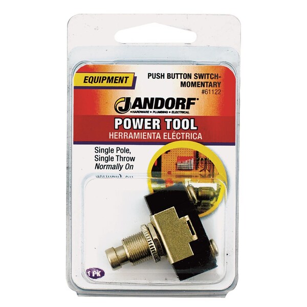 Jandorf Jandorf 15 amps Single Pole Push Button Power Tool Switch Black/Silver 1 pk - 61122