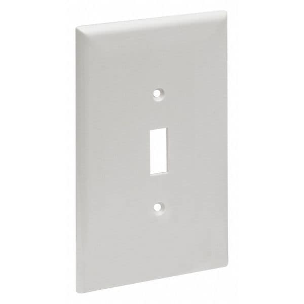 Zoro Select Wall Switch Jumbo Face Plate, Number of Gangs: 1 High Impact Plastic, Smooth Finish, White - 62054