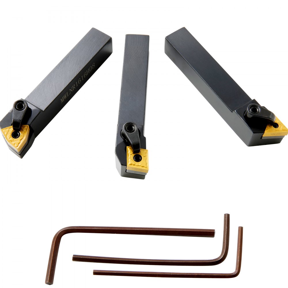 VEVOR 3 Pieces Indexable Lathe Turning Tool Holder, 5/8 in, CNC Heavy-Duty Metal Lathe Cutting Tools, with Tin Coated Carbide Inserts Aluminum Case, for Turning Grooving Threading Cut Off Holders Set - KZWCD3J58YC02UKWGV0