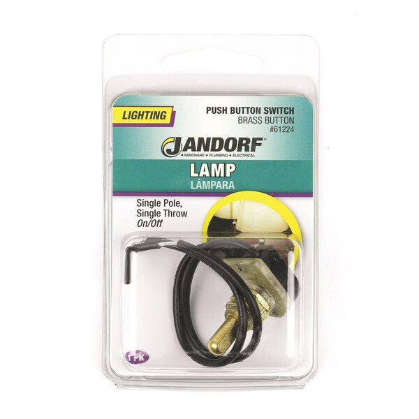 Jandorf Jandorf 6 amps Single Pole Push Button Appliance Switch Black/Brass 1 pk - 61224