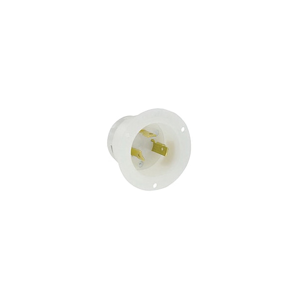 Leviton Flanged Locking Inlet, L5-30R, 30 A, 125V AC, Single Phase, 2 Pole, Flush Mount, Screw Terminals - 2615