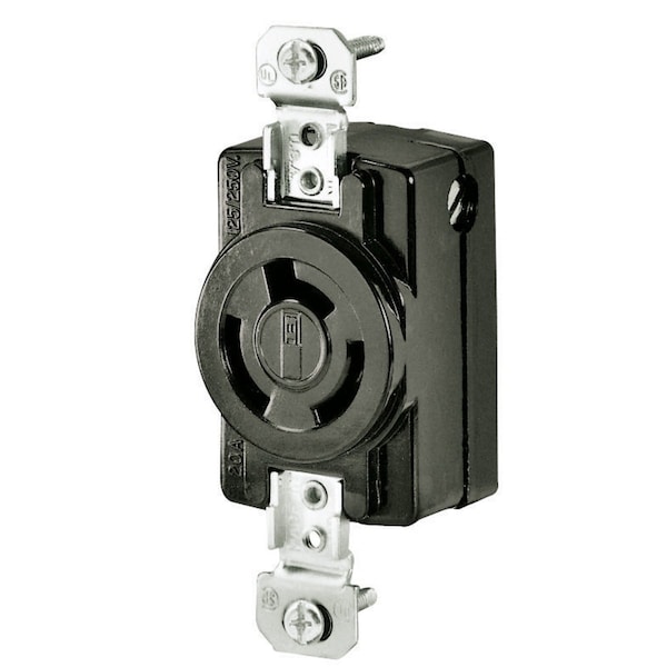 Bryant Locking Receptacle, Non-NEMA, 20 A, 125/250V AC, Three Phase, 3 Pole, Screw Terminals - 7310