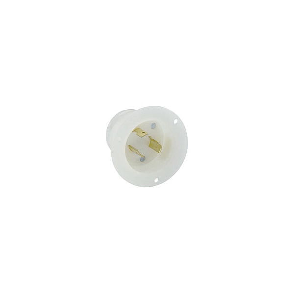 Leviton Flanged Locking Inlet, L5-20P, 20 A, 125V AC, 2 Pole, Flush Mount, Screw Terminals - 2315