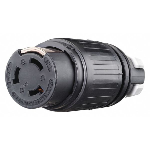 Bryant Locking Connector, Non-NEMA, 50 A, 250V AC, Single Phase, 3 Pole, Screw Terminals - 3764