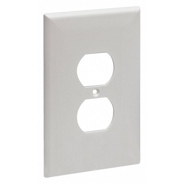 Zoro Select Jumbo Duplex Receptacle Wall Plates, Number of Gangs: 1 High Impact Plastic, Smooth Finish, White - 62031