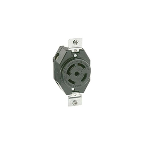 Leviton Locking Receptacle, L22-30R, 30 A, 277/480V AC, Three Phase, 4 Pole, Screw Terminals - 2820