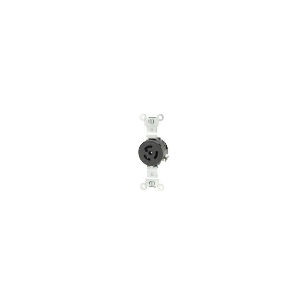 Leviton Locking Receptacle, L6-15R, 15 A, 250V AC, Single Phase, 2 Pole, Flush Mount, Screw Terminals - 4560