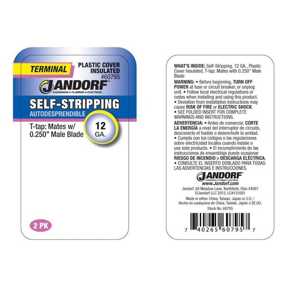 Jandorf Jandorf 12 Ga. Insulated Wire Terminal Self-Stripping Yellow 2 pk - 60795