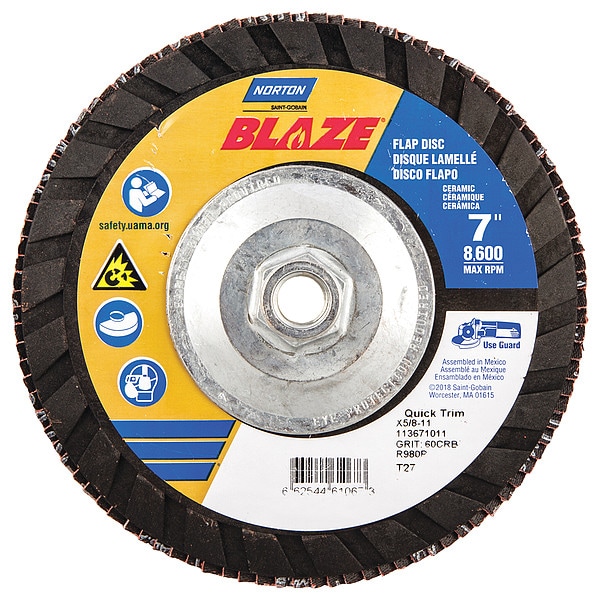 Disco de Láminas Norton Abrasives, 7 pulgadas x 60 grano, 5/8-11 - 66254461067