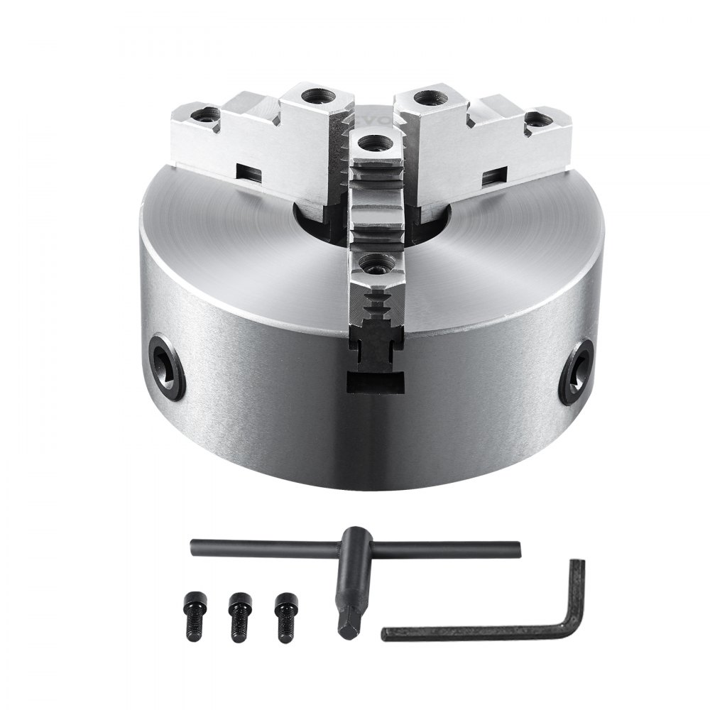 VEVOR 3-Jaw Lathe Chuck, 10'', Self-Centering Lathe Chuck, 0.24-9.84 in/6-250 mm Clamping Range with T-key Fixing Screws Hexagon Wrench, for Lathe 3D Printer Machining Center Milling Drilling Machine - SZKP10YC3G00YQFFEV0