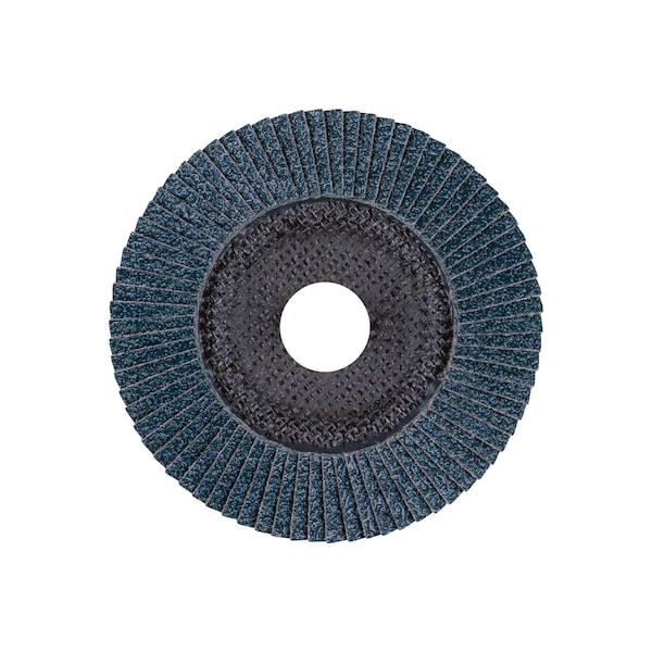 Disco de láminas POLIFAN® 4-1/2" x 7/8" A.H. - Z PSF EXTRA STEELOX, Zirconia, 80 Grano, Cónico - 60629.