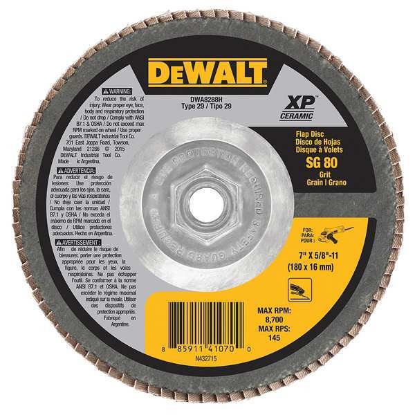 Disco de láminas Dewalt 7" x 5/8"-11 80G T29 XP CER FLAP DISC - DWA8288H